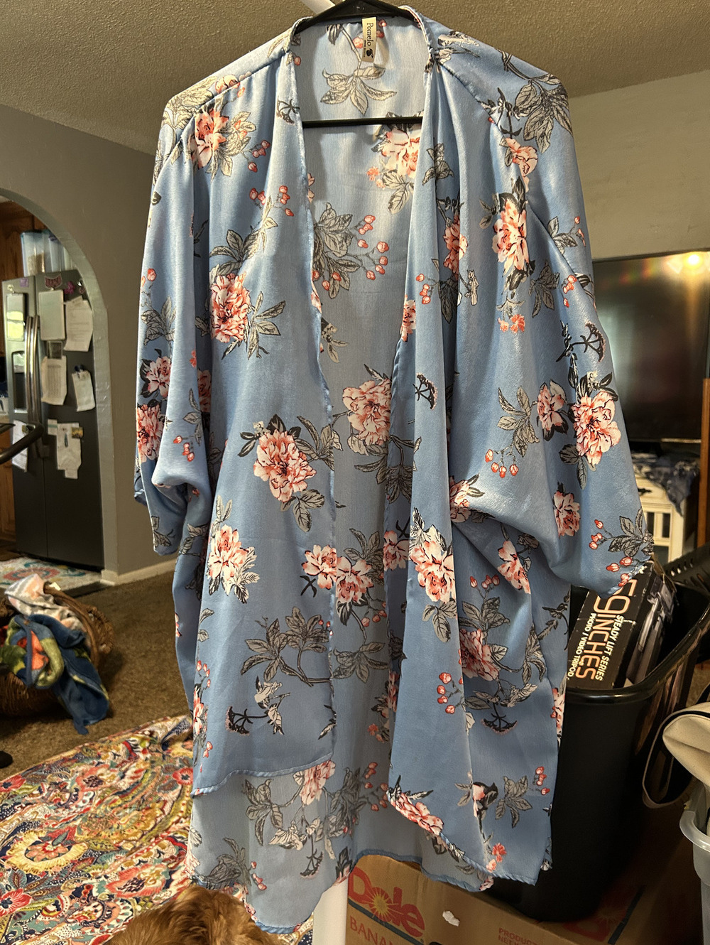 Pomelo Blue Floral Kimono-Style Cardigan, Size 1X
